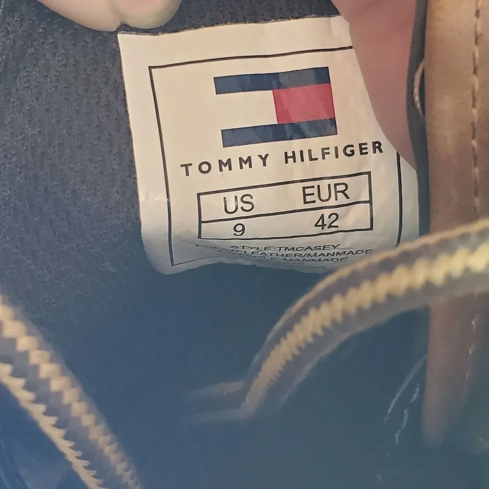Tommy Hilfiger TMCHARLIE Mens Sz 9 Tan Leather Lace Up Duck Boots Waterproof